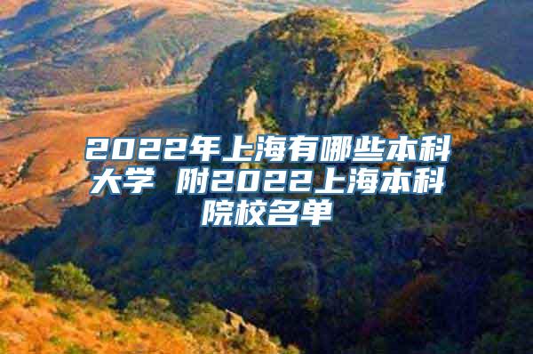 2022年上海有哪些本科大学 附2022上海本科院校名单