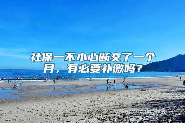 社保一不小心断交了一个月，有必要补缴吗？