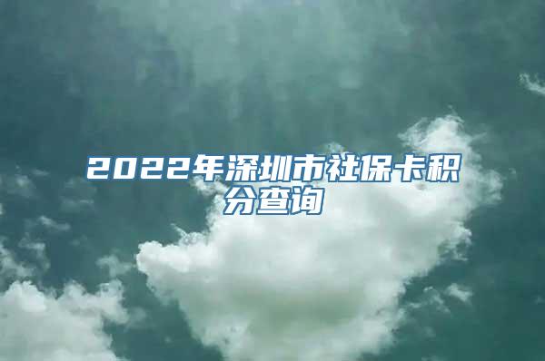 2022年深圳市社保卡积分查询