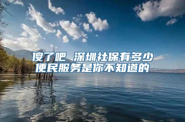 傻了吧 深圳社保有多少便民服务是你不知道的