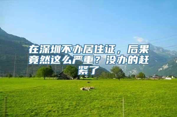 在深圳不办居住证，后果竟然这么严重？没办的赶紧了