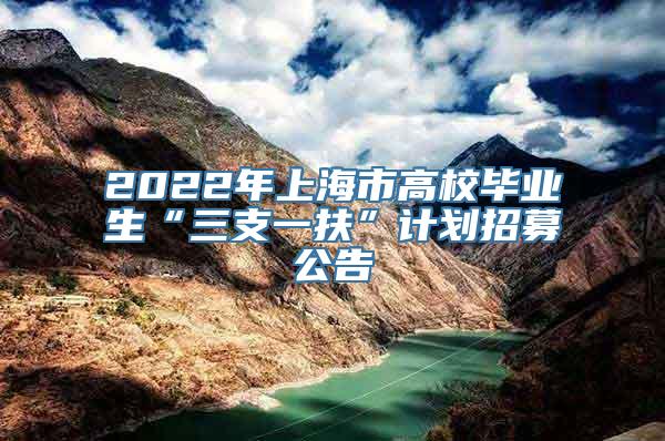 2022年上海市高校毕业生“三支一扶”计划招募公告