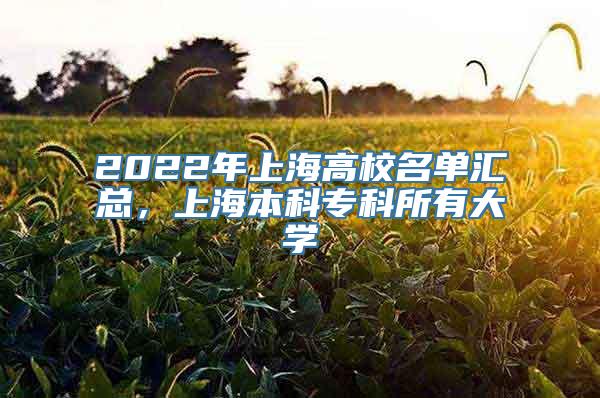 2022年上海高校名单汇总，上海本科专科所有大学