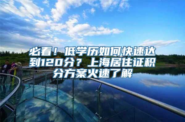 必看！低学历如何快速达到120分？上海居住证积分方案火速了解