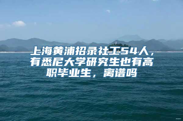 上海黄浦招录社工54人，有悉尼大学研究生也有高职毕业生，离谱吗