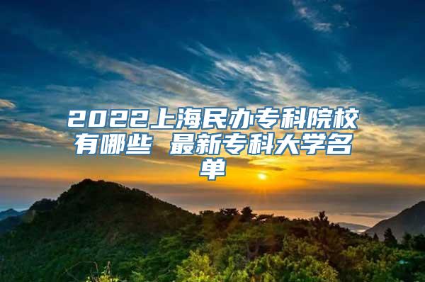 2022上海民办专科院校有哪些 最新专科大学名单