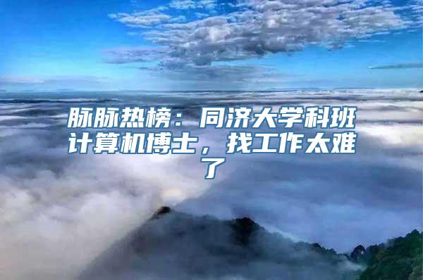 脉脉热榜：同济大学科班计算机博士，找工作太难了