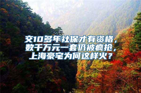 交10多年社保才有资格，数千万元一套仍被疯抢，上海豪宅为何这样火？