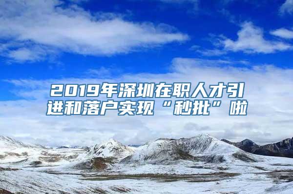 2019年深圳在职人才引进和落户实现“秒批”啦