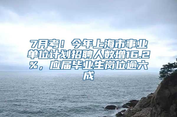 7月考！今年上海市事业单位计划招聘人数增16.2%，应届毕业生岗位逾六成