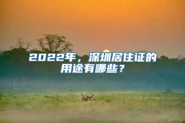 2022年，深圳居住证的用途有哪些？