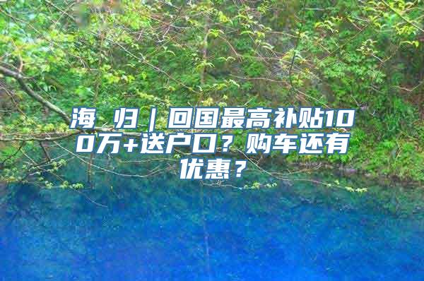 海 归｜回国最高补贴100万+送户口？购车还有优惠？