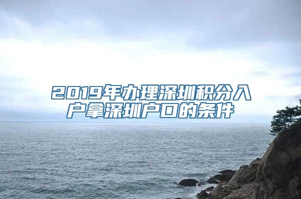 2019年办理深圳积分入户拿深圳户口的条件