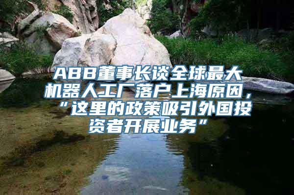 ABB董事长谈全球最大机器人工厂落户上海原因，“这里的政策吸引外国投资者开展业务”