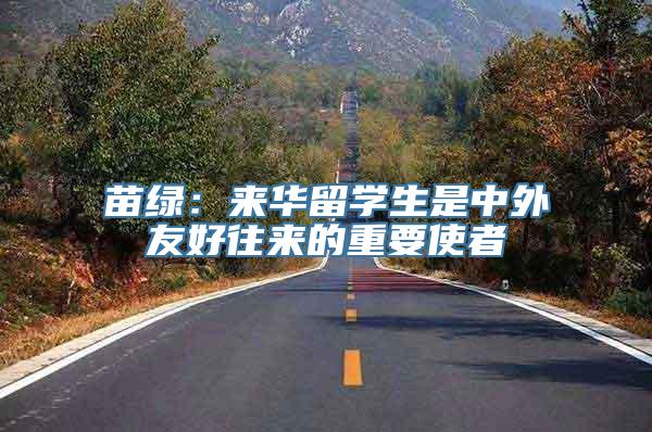 苗绿：来华留学生是中外友好往来的重要使者