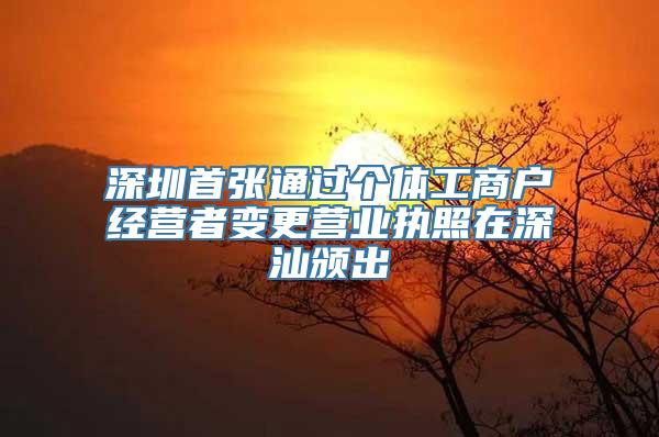 深圳首张通过个体工商户经营者变更营业执照在深汕颁出