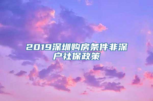 2019深圳购房条件非深户社保政策