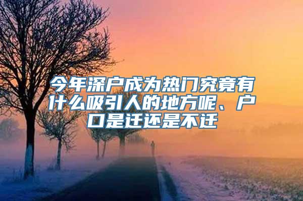 今年深户成为热门究竟有什么吸引人的地方呢、户口是迁还是不迁