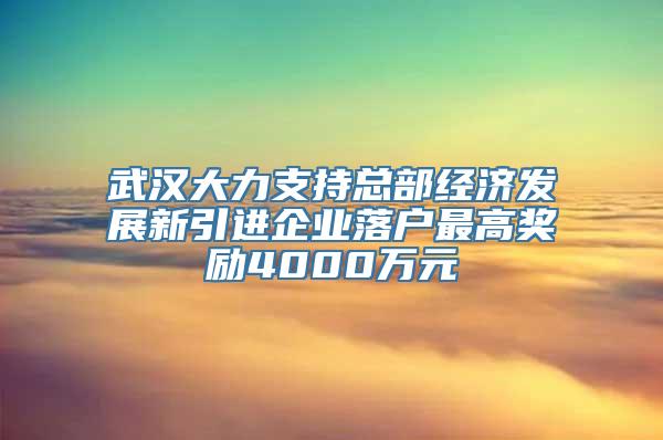 武汉大力支持总部经济发展新引进企业落户最高奖励4000万元