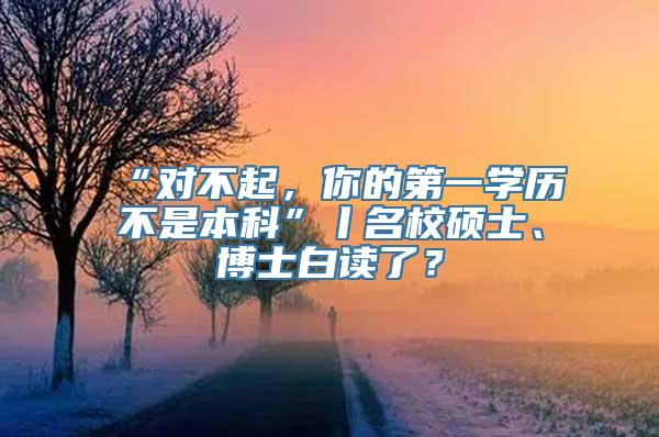 “对不起，你的第一学历不是本科”丨名校硕士、博士白读了？