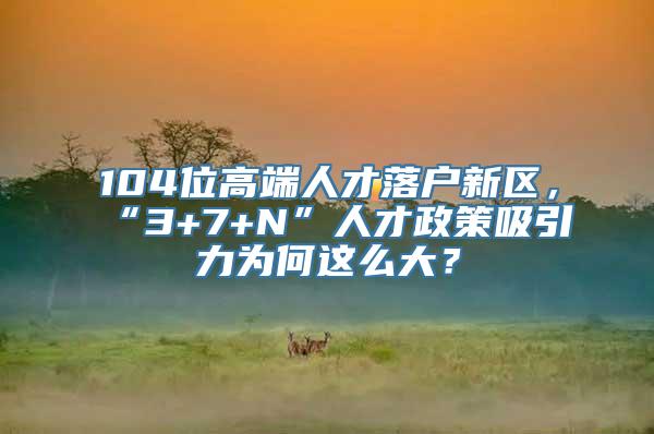 104位高端人才落户新区，“3+7+N”人才政策吸引力为何这么大？