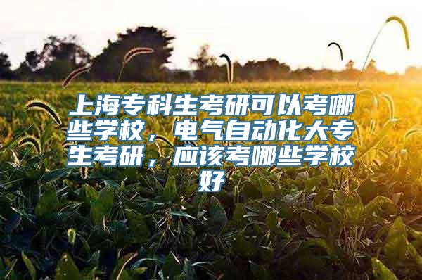 上海专科生考研可以考哪些学校，电气自动化大专生考研，应该考哪些学校好