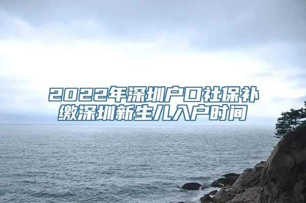 2022年深圳户口社保补缴深圳新生儿入户时间