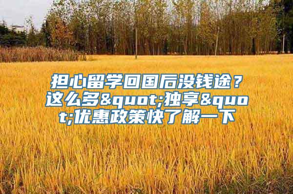 担心留学回国后没钱途？这么多"独享"优惠政策快了解一下