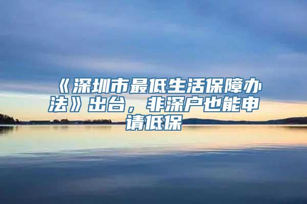 《深圳市最低生活保障办法》出台，非深户也能申请低保