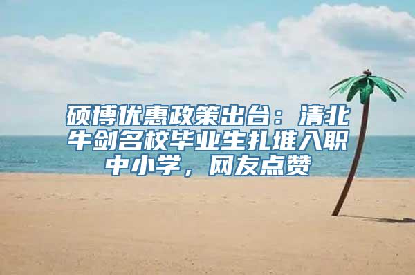 硕博优惠政策出台：清北牛剑名校毕业生扎堆入职中小学，网友点赞