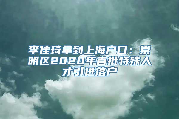 李佳琦拿到上海户口：崇明区2020年首批特殊人才引进落户