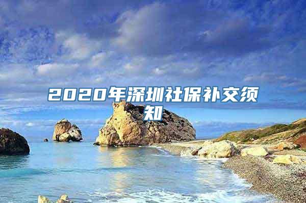 2020年深圳社保补交须知