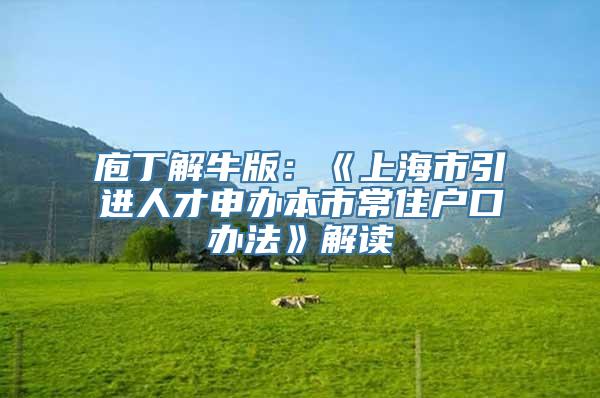 庖丁解牛版：《上海市引进人才申办本市常住户口办法》解读
