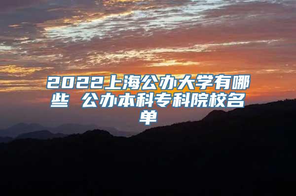2022上海公办大学有哪些 公办本科专科院校名单