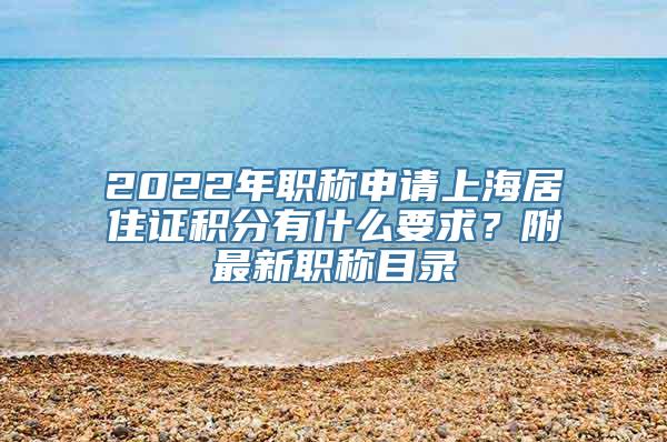 2022年职称申请上海居住证积分有什么要求？附最新职称目录