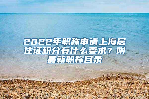 2022年职称申请上海居住证积分有什么要求？附最新职称目录