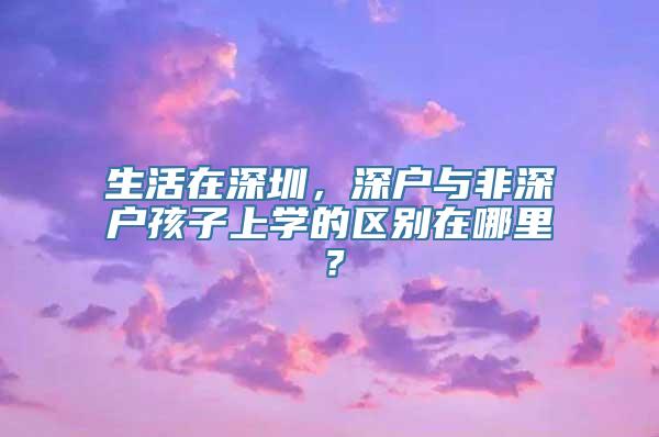 生活在深圳，深户与非深户孩子上学的区别在哪里？