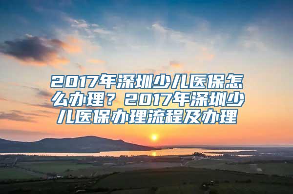 2017年深圳少儿医保怎么办理？2017年深圳少儿医保办理流程及办理