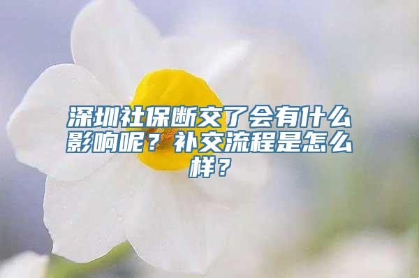 深圳社保断交了会有什么影响呢？补交流程是怎么样？