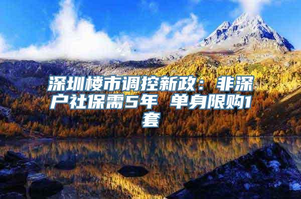 深圳楼市调控新政：非深户社保需5年 单身限购1套
