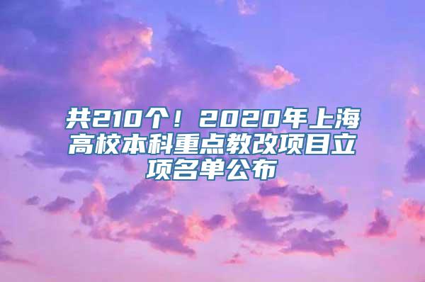 共210个！2020年上海高校本科重点教改项目立项名单公布