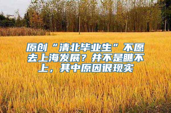 原创“清北毕业生”不愿去上海发展？并不是瞧不上，其中原因很现实