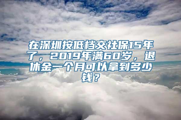 在深圳按低档交社保15年了，2019年满60岁，退休金一个月可以拿到多少钱？