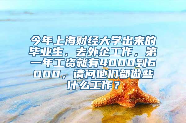 今年上海财经大学出来的毕业生，去外企工作，第一年工资就有4000到6000，请问他们都做些什么工作？
