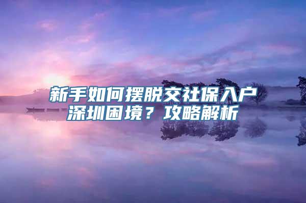 新手如何摆脱交社保入户深圳困境？攻略解析