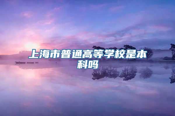 上海市普通高等学校是本科吗