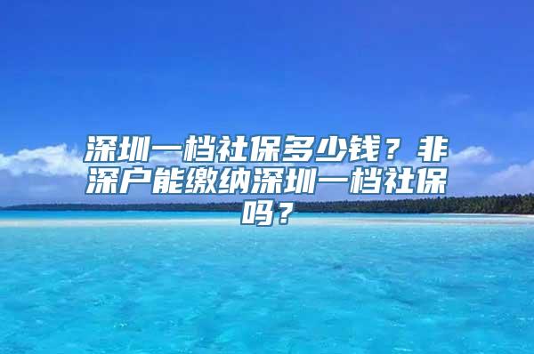 深圳一档社保多少钱？非深户能缴纳深圳一档社保吗？