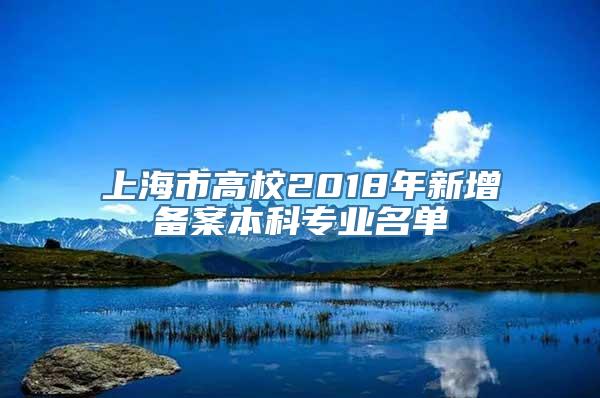 上海市高校2018年新增备案本科专业名单