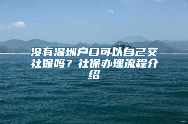 没有深圳户口可以自己交社保吗？社保办理流程介绍