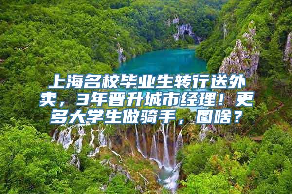 上海名校毕业生转行送外卖，3年晋升城市经理！更多大学生做骑手，图啥？